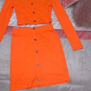 Brand New orange set( Skirt & Crop top)